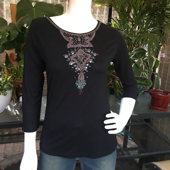 DOMALLO Boot-Cut Dark Denim Wash Embellished Jeans - Picture 6 of 7